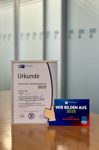 Foto der Urkunde für die Auszeichnung anerkannter Ausbildungsbetrieb 2025