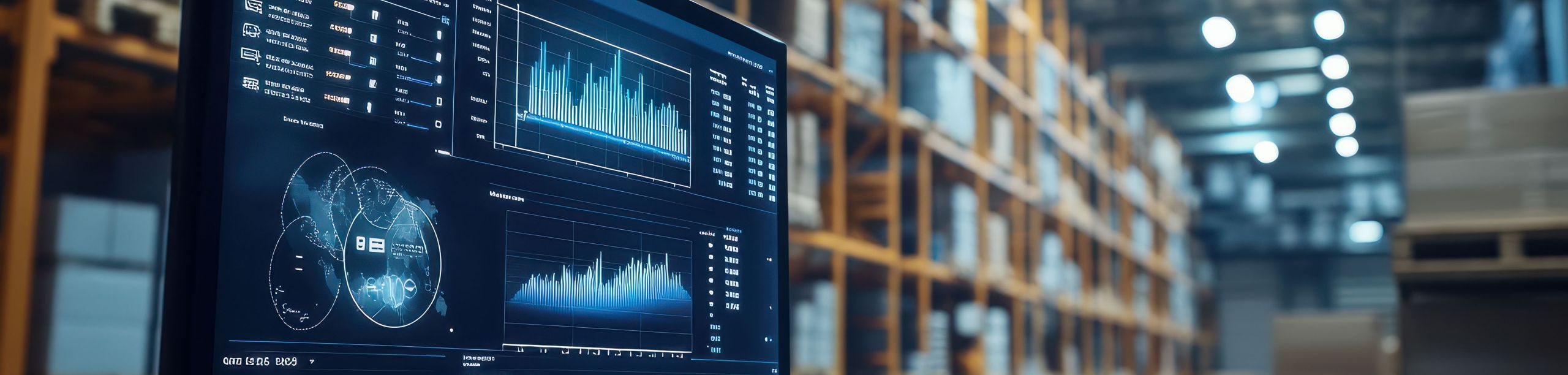 Nahaufnahme PC vor Lagerhalle