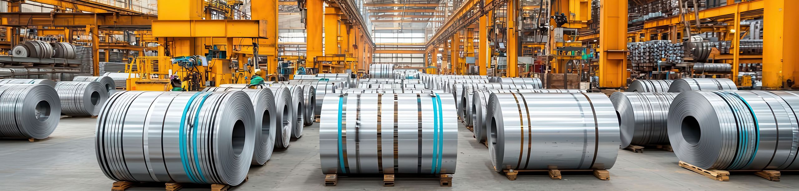 Iron rolls in warehouse
