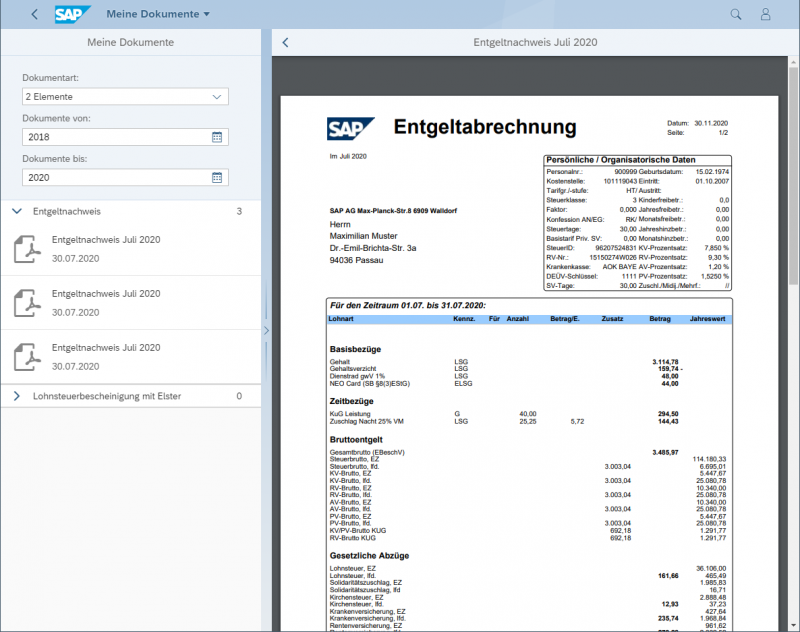 Screenshot Archivierung Fiori App